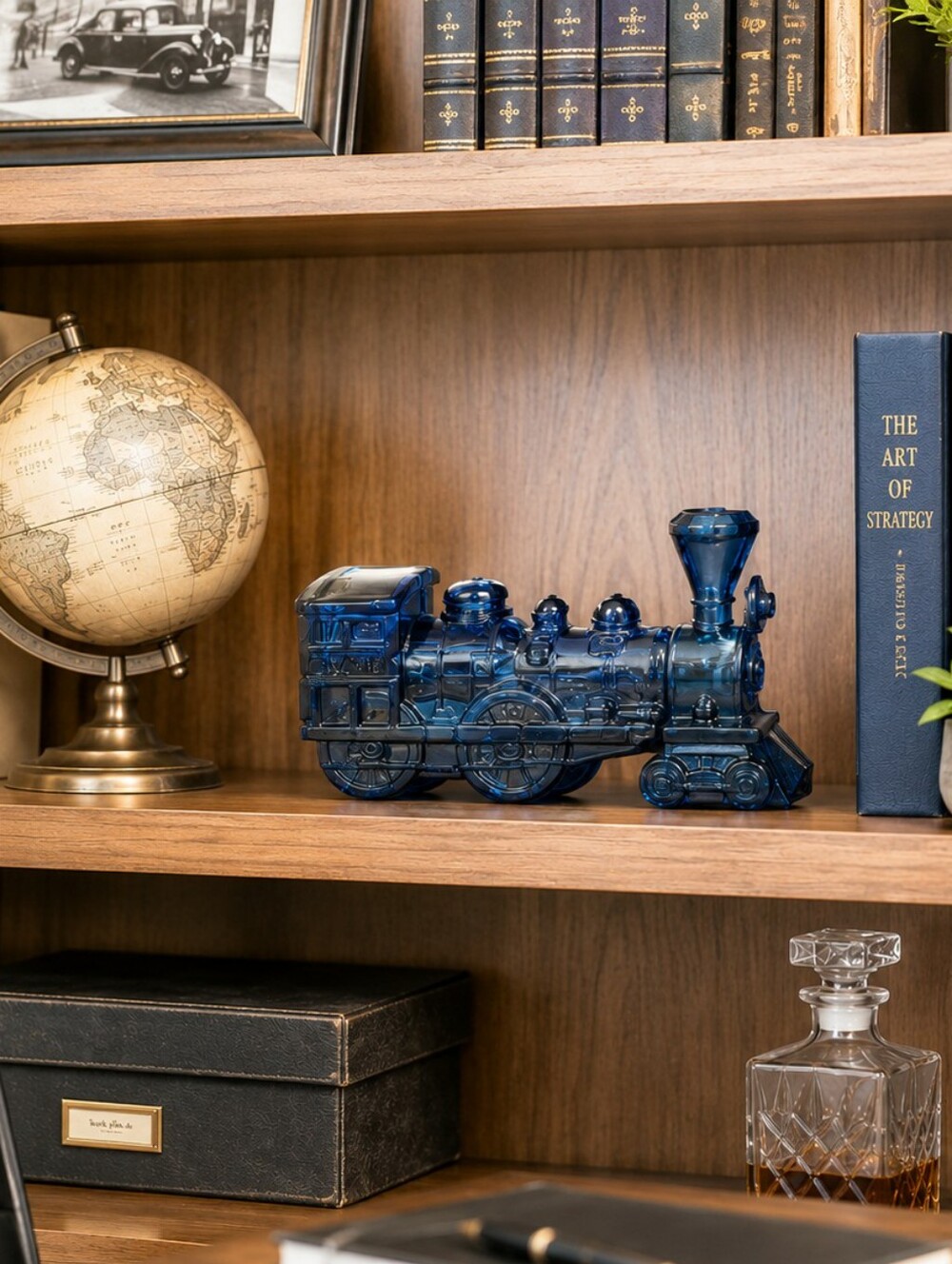 Avon Vintage Antique Blue Train Wild Country Aftershave Glass Bottle Decanter